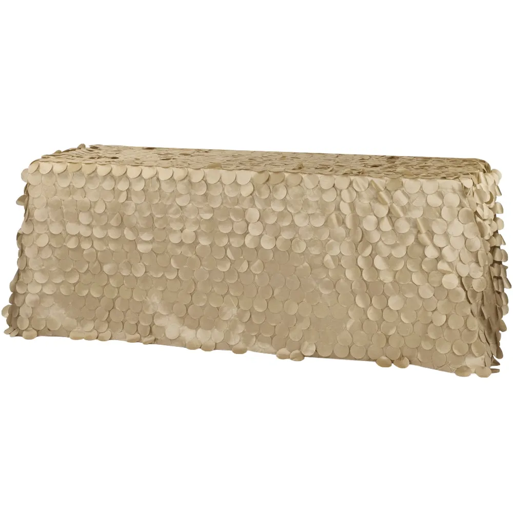 90"x156" Petal Circle Taffeta Rectangular Tablecloth - Champagne