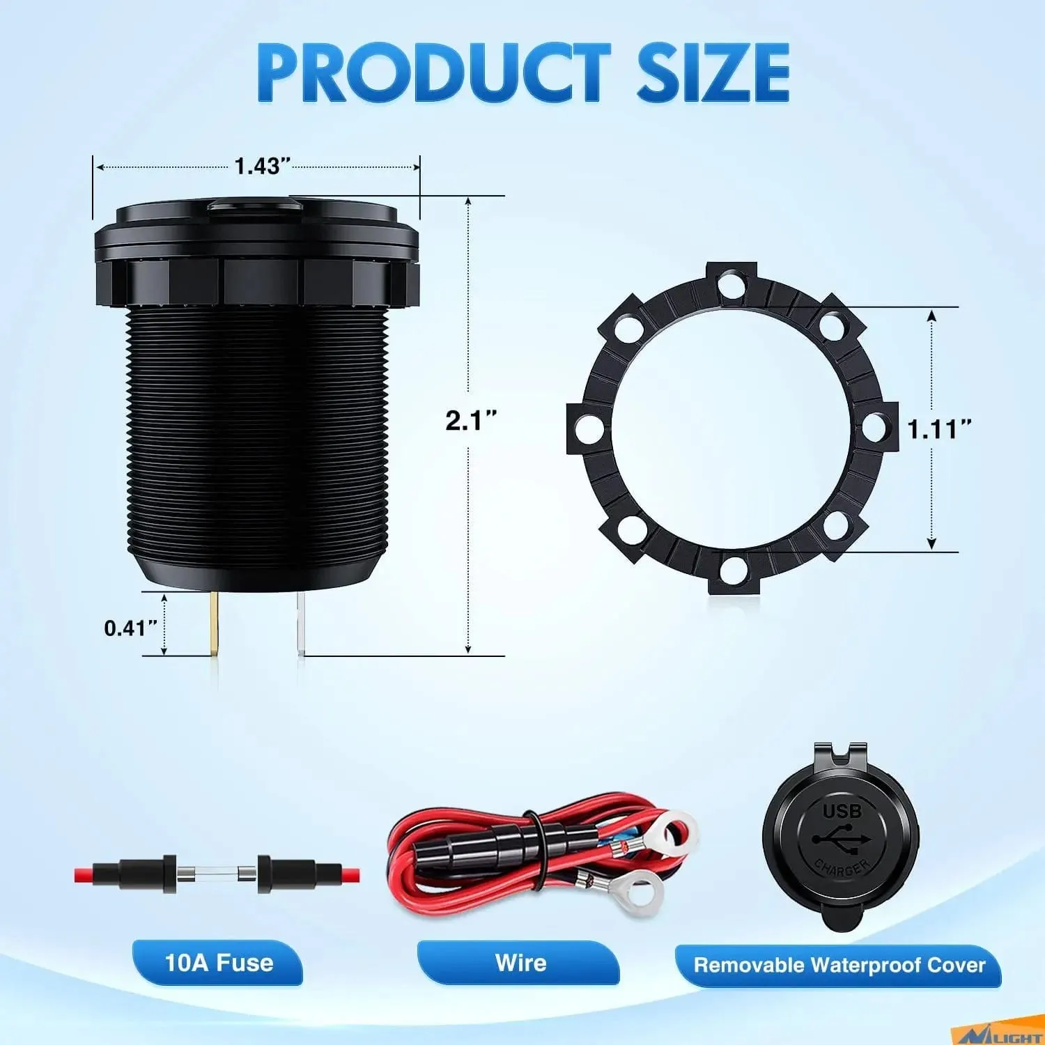 Blue LED PD Type C Dual QC 3.0 USB Socket Charger