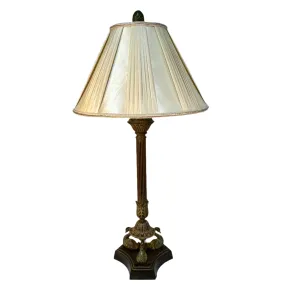 Bradburn Gallery Table Lamp, Metal Three Swans Base, Pleated Ivory Shade