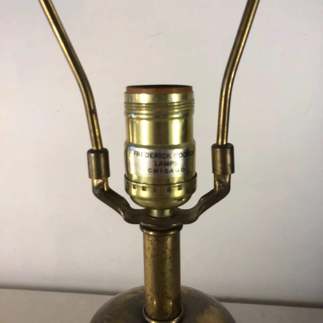 Brass, Etched Table Lamp, Wood Base, Asian Design