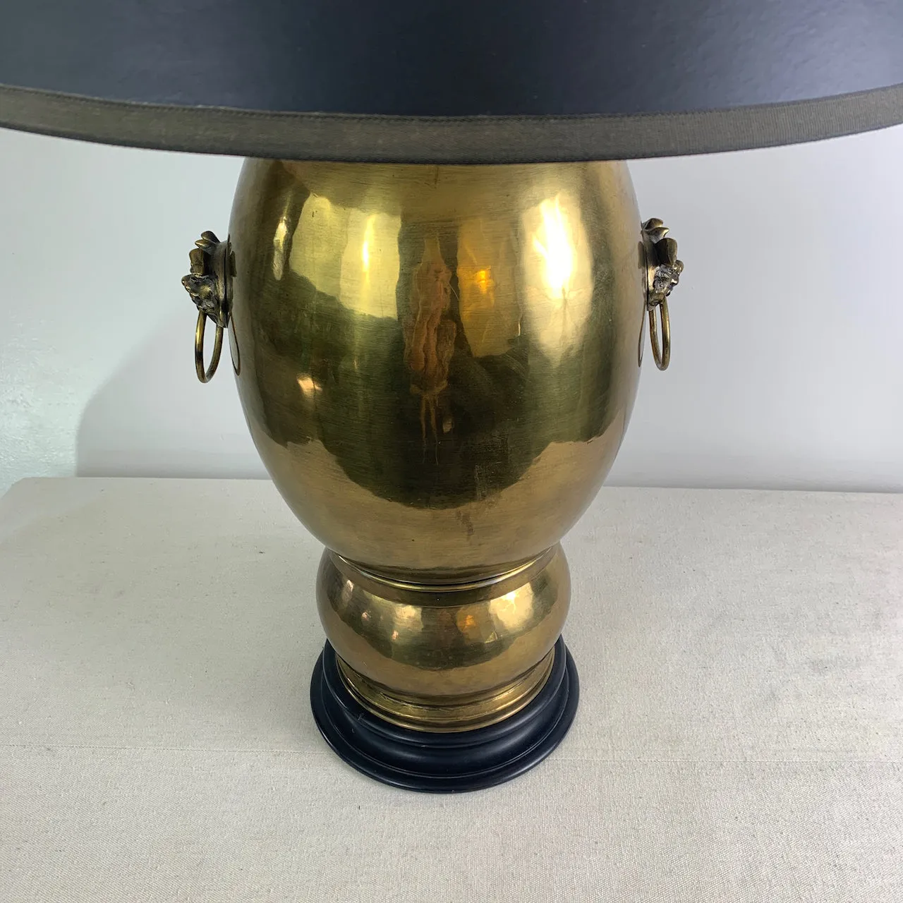 Brass Table Lamp, Hand Hammered, Ginger Jar Shape