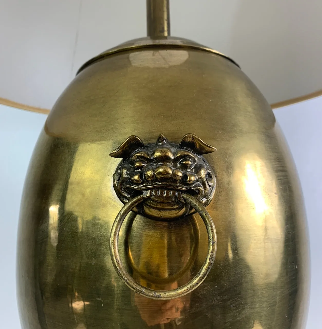 Brass Table Lamp, Hand Hammered, Ginger Jar Shape