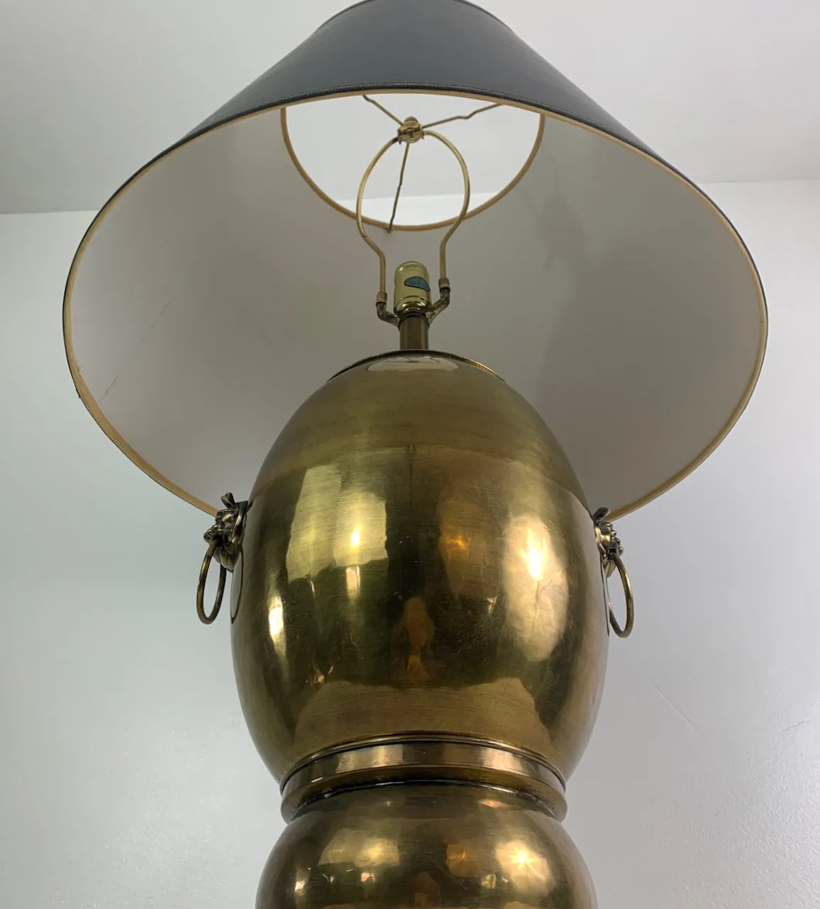 Brass Table Lamp, Hand Hammered, Ginger Jar Shape
