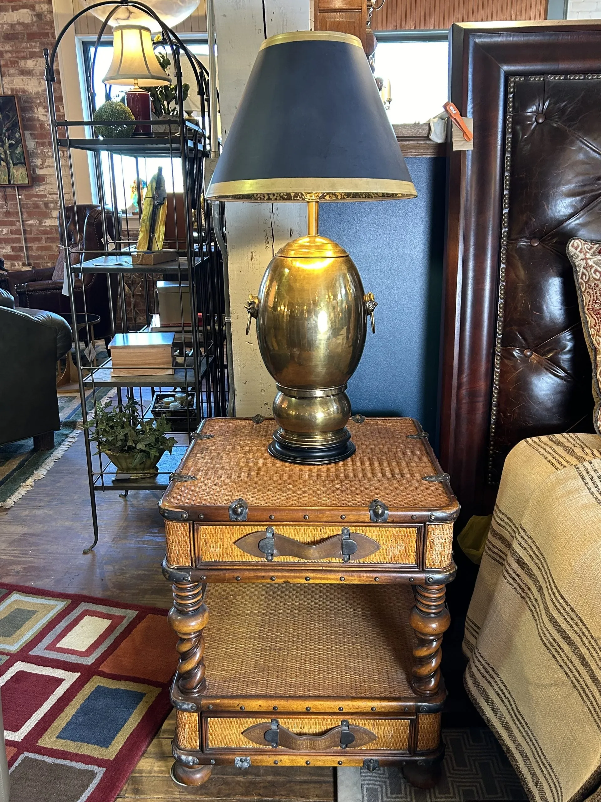 Brass Table Lamp, Hand Hammered, Ginger Jar Shape