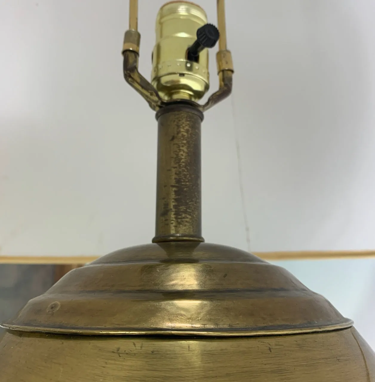 Brass Table Lamp, Hand Hammered, Ginger Jar Shape