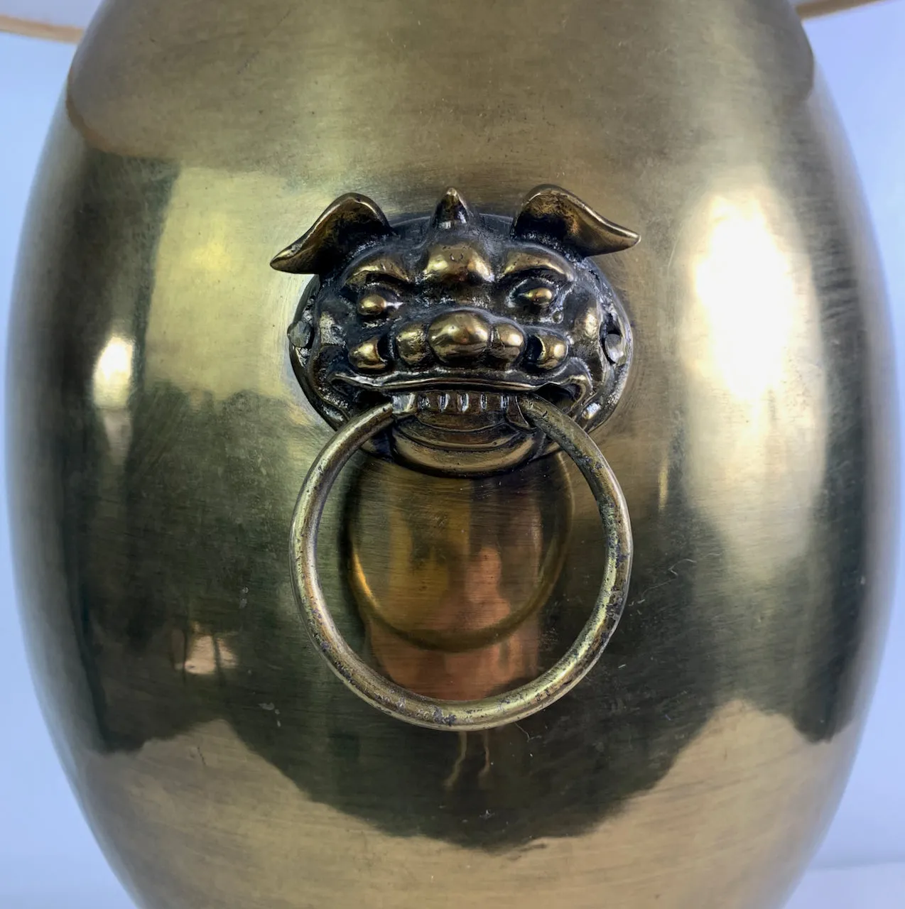 Brass Table Lamp, Hand Hammered, Ginger Jar Shape