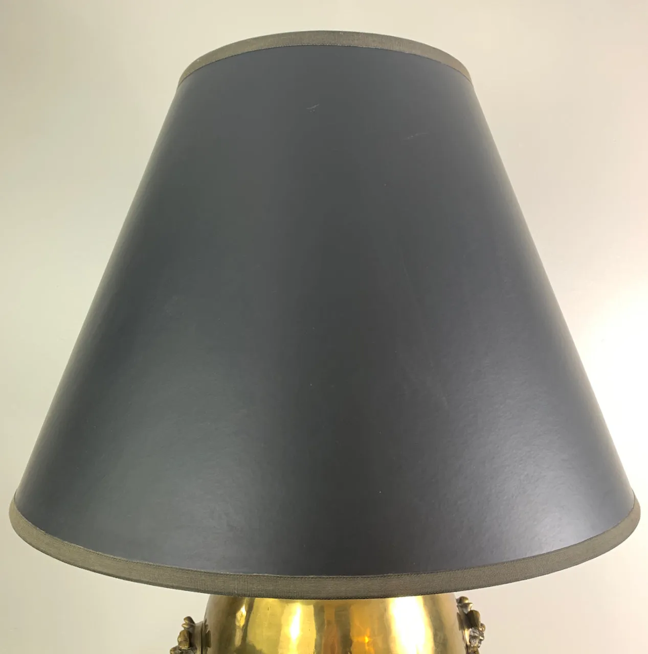 Brass Table Lamp, Hand Hammered, Ginger Jar Shape