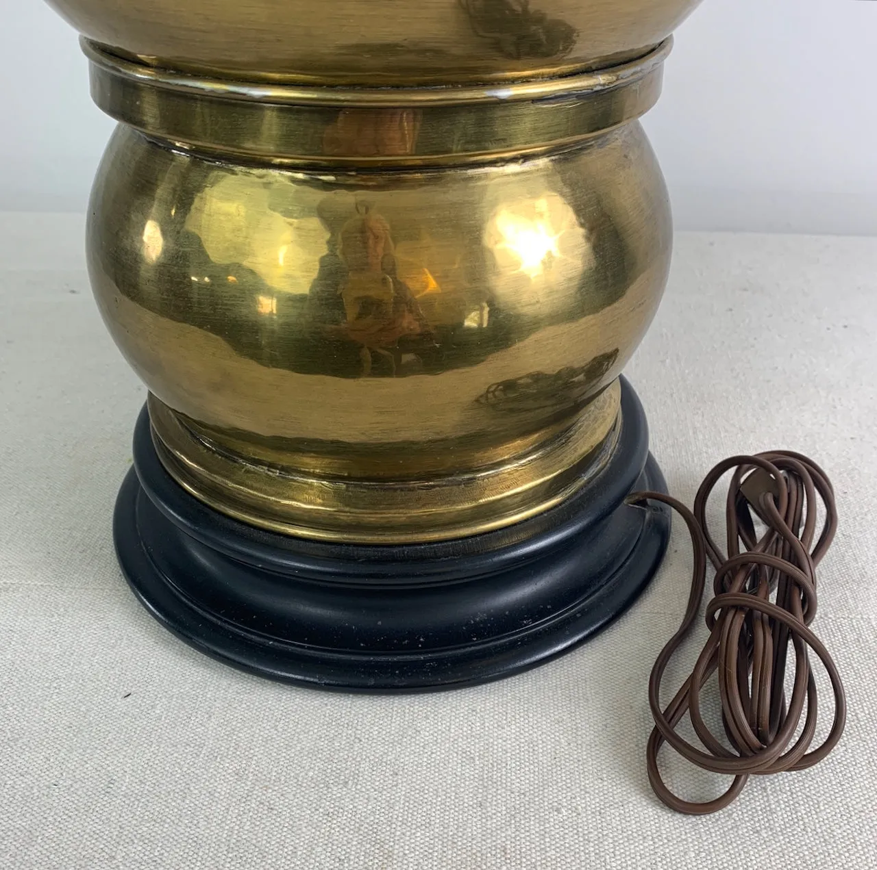 Brass Table Lamp, Hand Hammered, Ginger Jar Shape