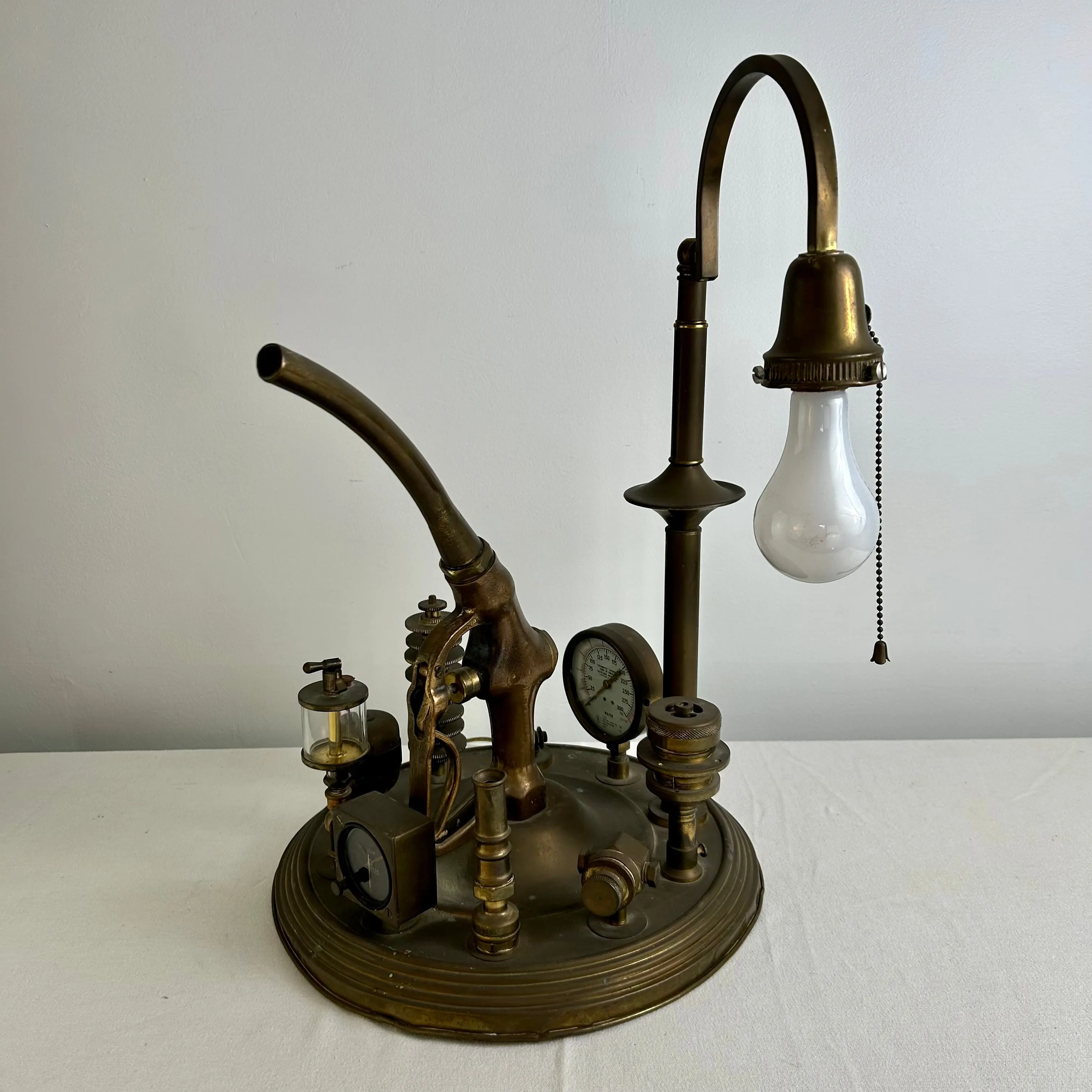 Brass Table Lamp, Industrial Style, Vintage