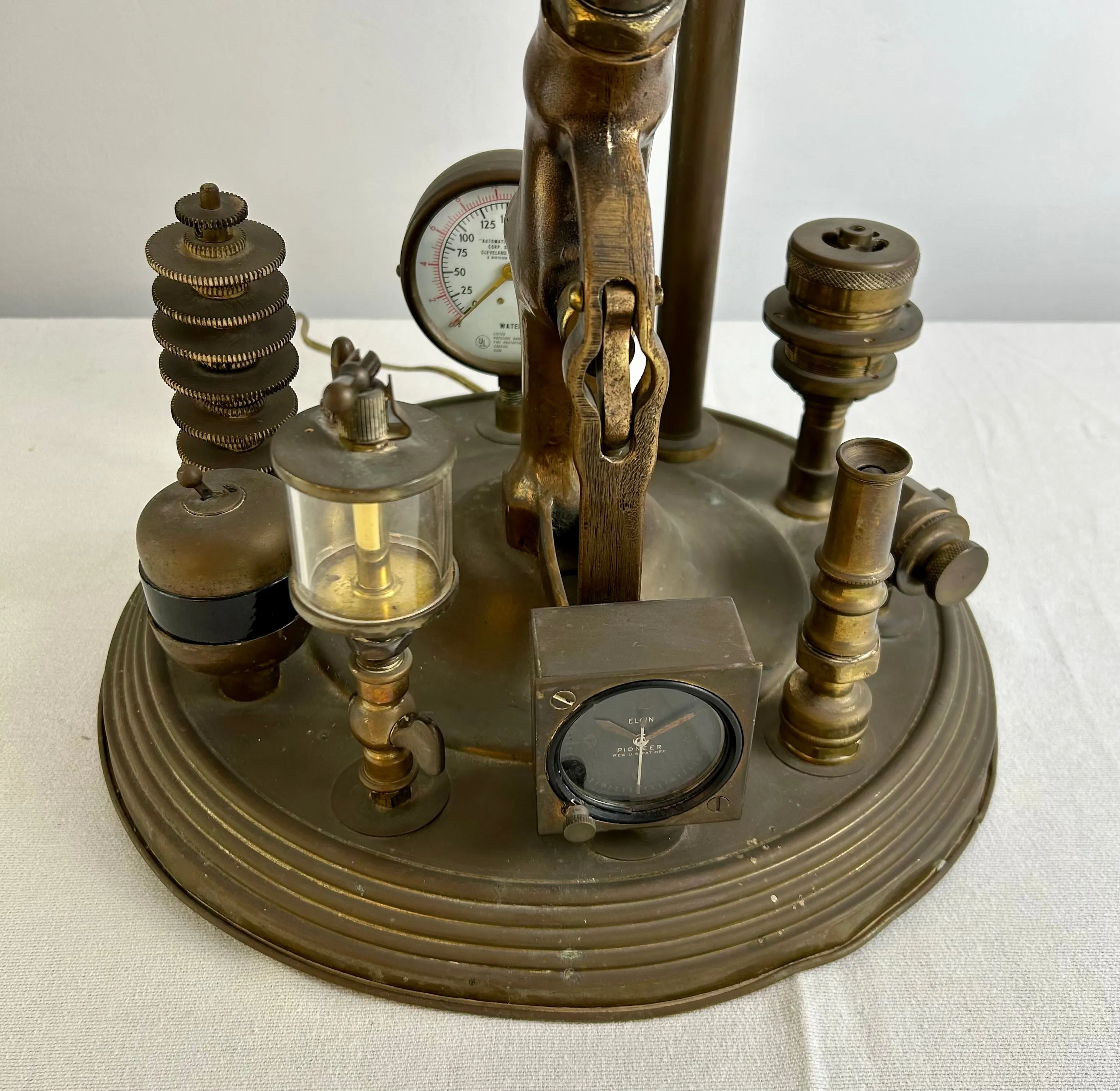 Brass Table Lamp, Industrial Style, Vintage