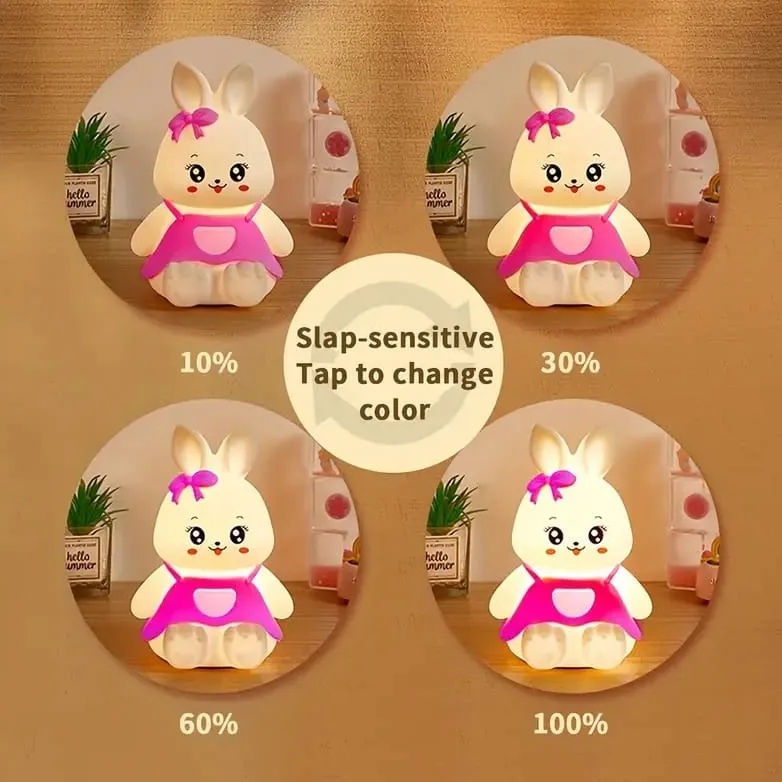 Cute Bunny Touch Silicon 3D Lamp - 7 Colours (Select From Drop Down Menu)