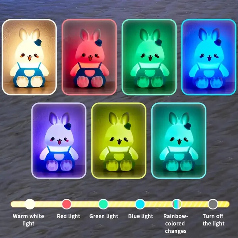 Cute Bunny Touch Silicon 3D Lamp - 7 Colours (Select From Drop Down Menu)