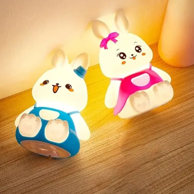 Cute Bunny Touch Silicon 3D Lamp - 7 Colours (Select From Drop Down Menu)