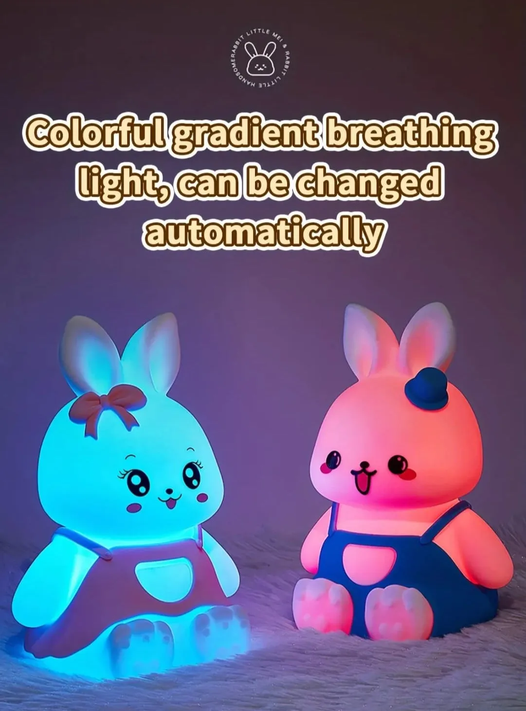 Cute Bunny Touch Silicon 3D Lamp - 7 Colours (Select From Drop Down Menu)