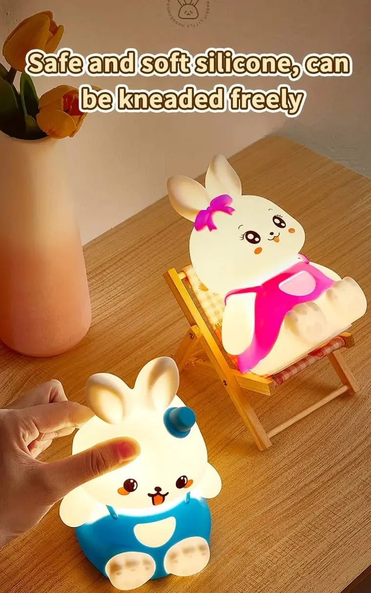 Cute Bunny Touch Silicon 3D Lamp - 7 Colours (Select From Drop Down Menu)