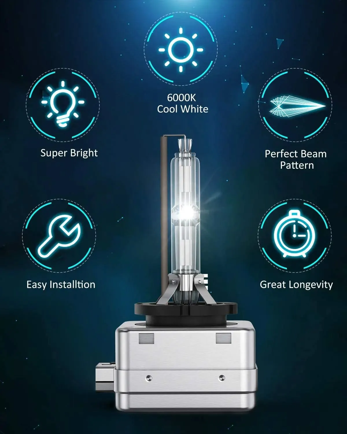 D3S 35W 6000K Diamond White Xenon HID Headlight Bulbs