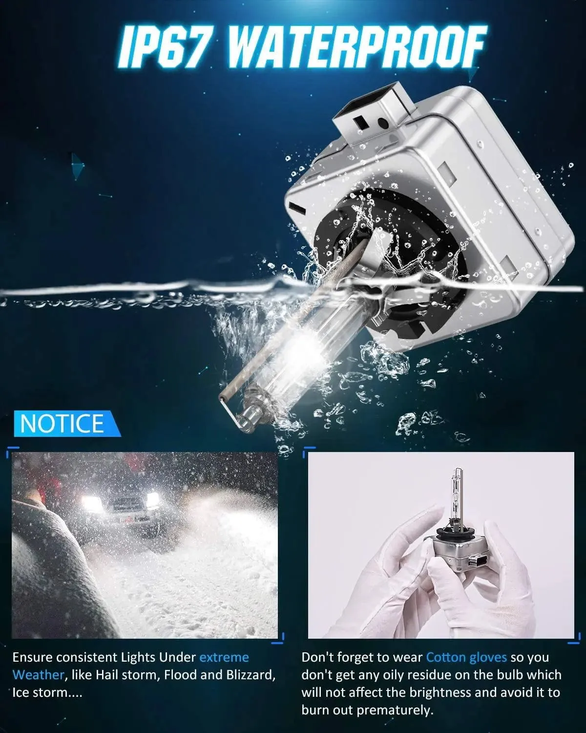 D3S 35W 6000K Diamond White Xenon HID Headlight Bulbs