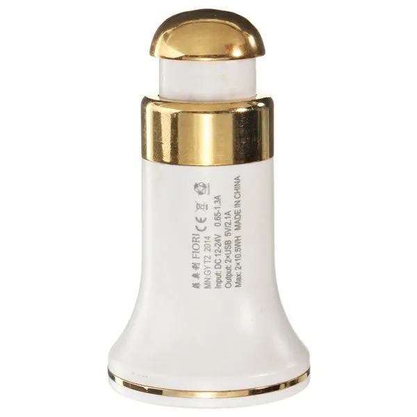 Dual USB Car Charger Power Adapter Cigarette Lighter Socket Round