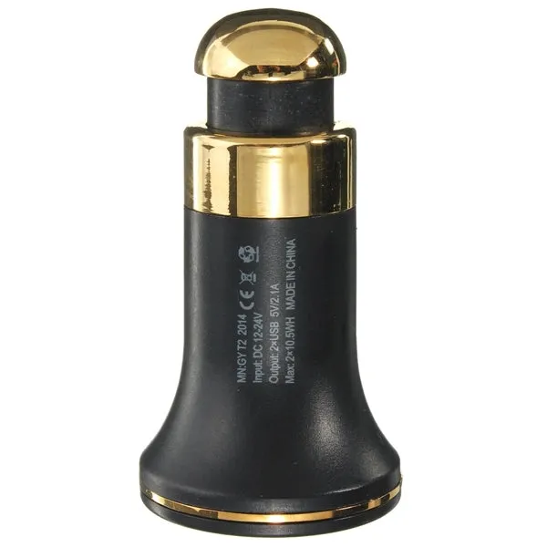 Dual USB Car Charger Power Adapter Cigarette Lighter Socket Round