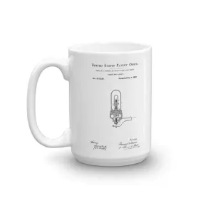 Edison Light Bulb Patent Mug - Patent Mug, Old Patent Mug, Lamp Mug, Edison Mug. Edison Light, Edison Patent, Light Bulb Mug
