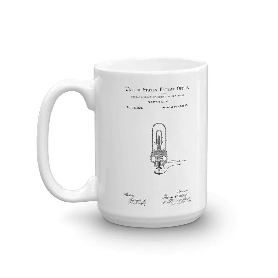 Edison Light Bulb Patent Mug - Patent Mug, Old Patent Mug, Lamp Mug, Edison Mug. Edison Light, Edison Patent, Light Bulb Mug