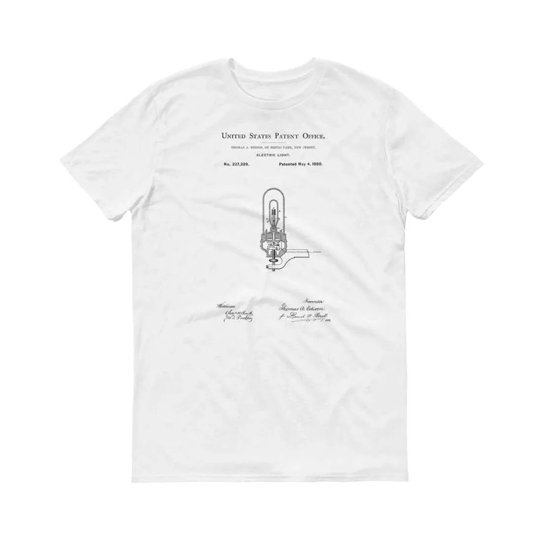 Edison Light Bulb Patent T-Shirt - Patent t-shirt, Old Patent T-shirt, Lamp T-Shirt, Edison T-Shirt, Edison Light, Edison Patent, Light Bulb