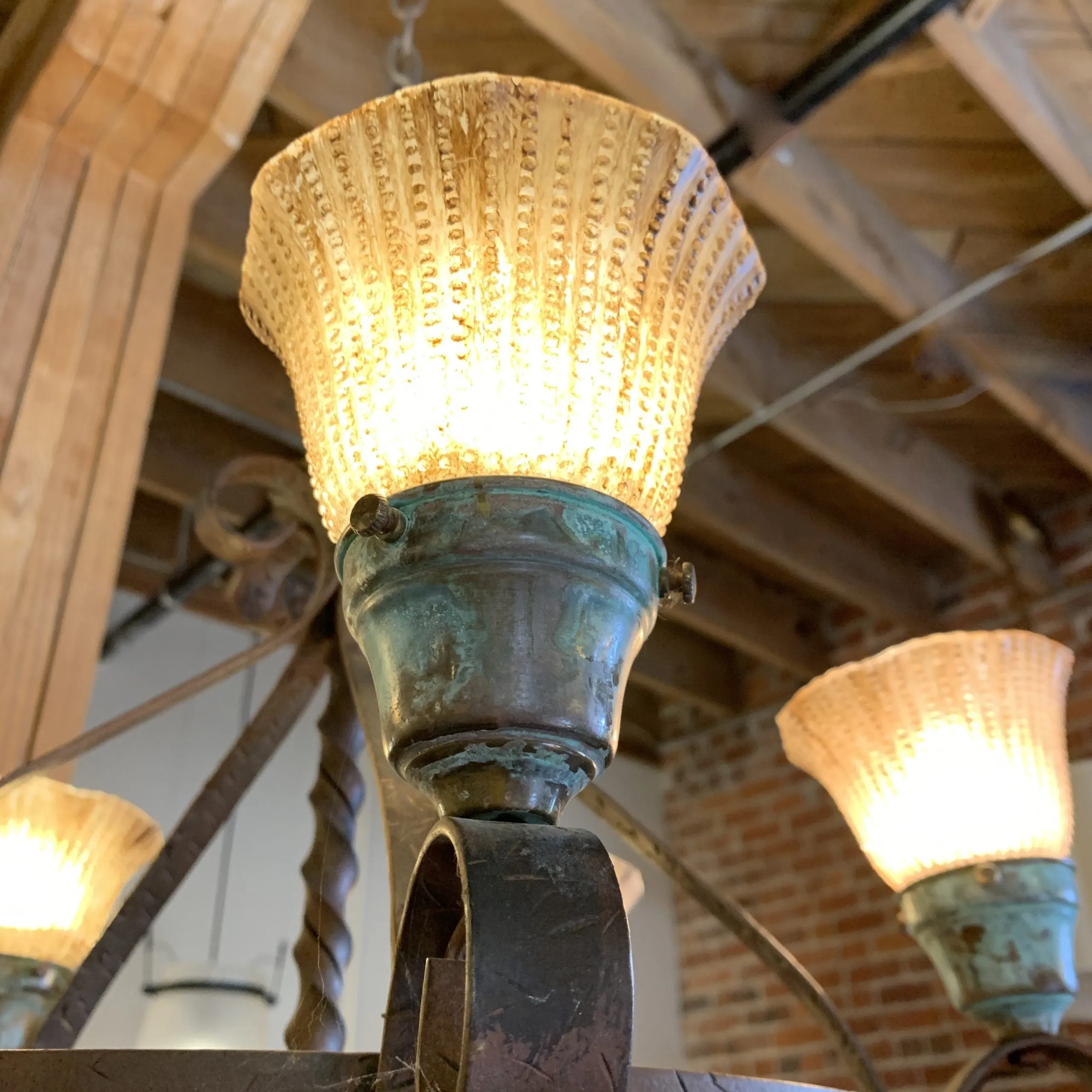 Five Light Iron Chandelier, Bronze, Rustic