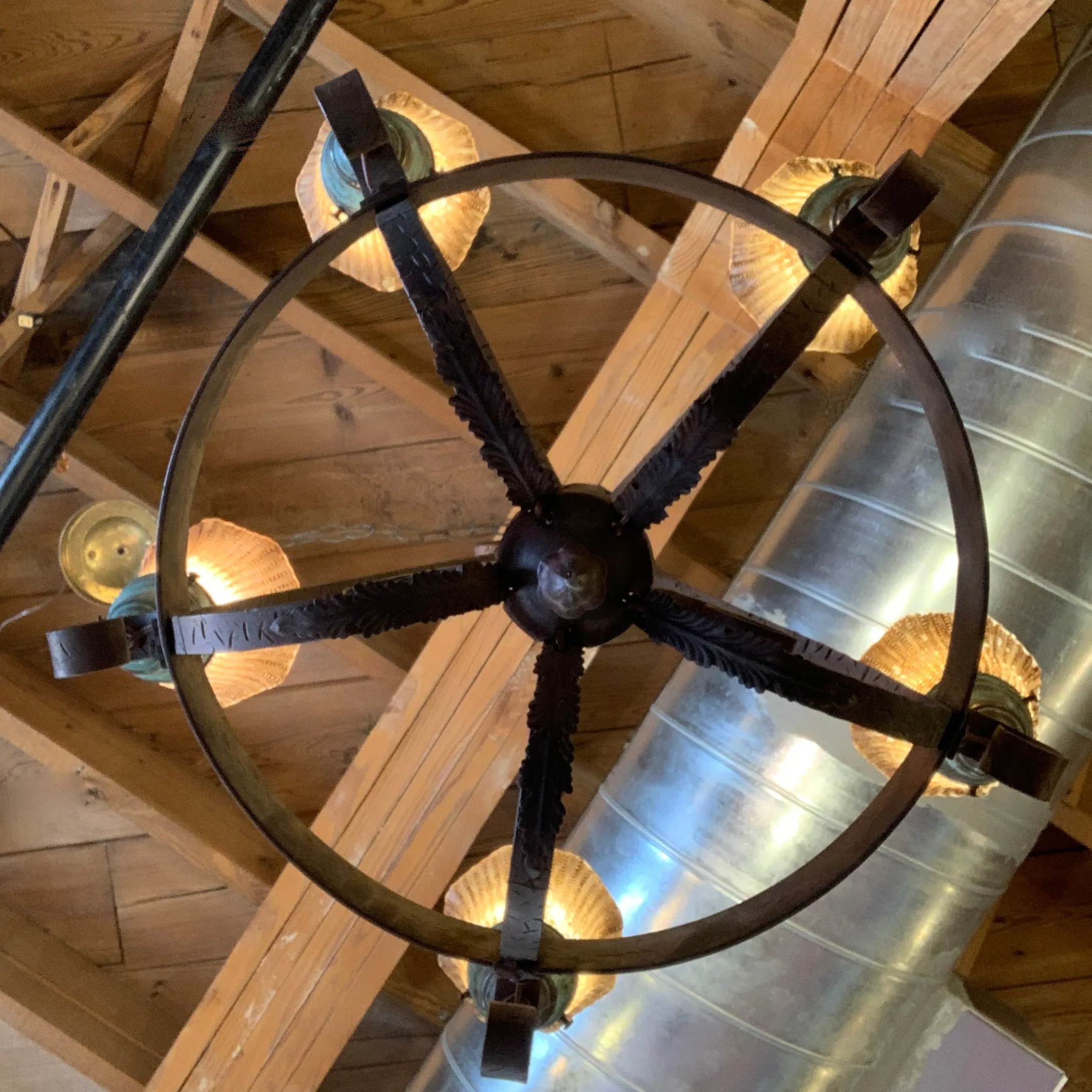 Five Light Iron Chandelier, Bronze, Rustic