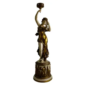 Lady Liberty Table Lamp, Vintage, Hand Painted