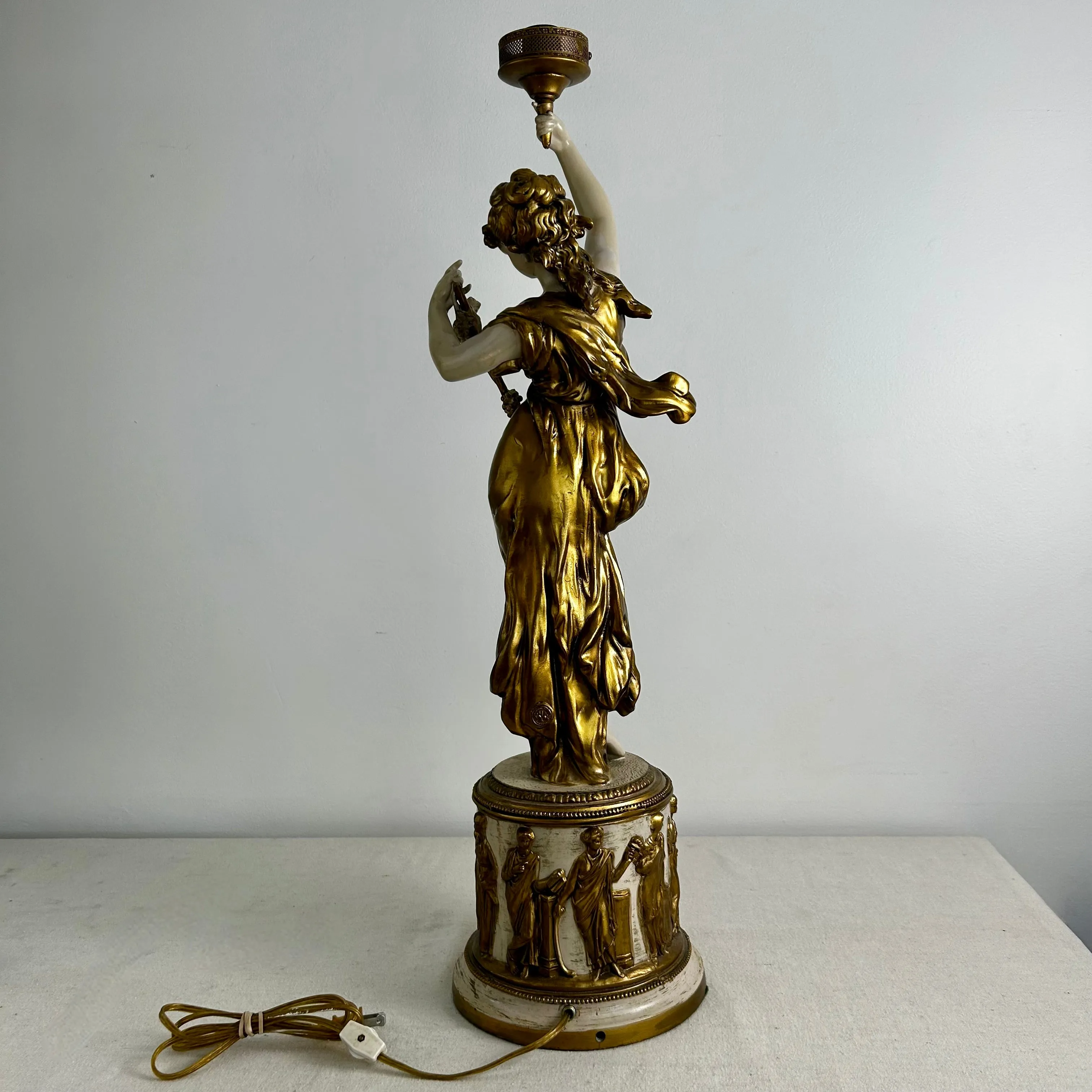Lady Liberty Table Lamp, Vintage, Hand Painted