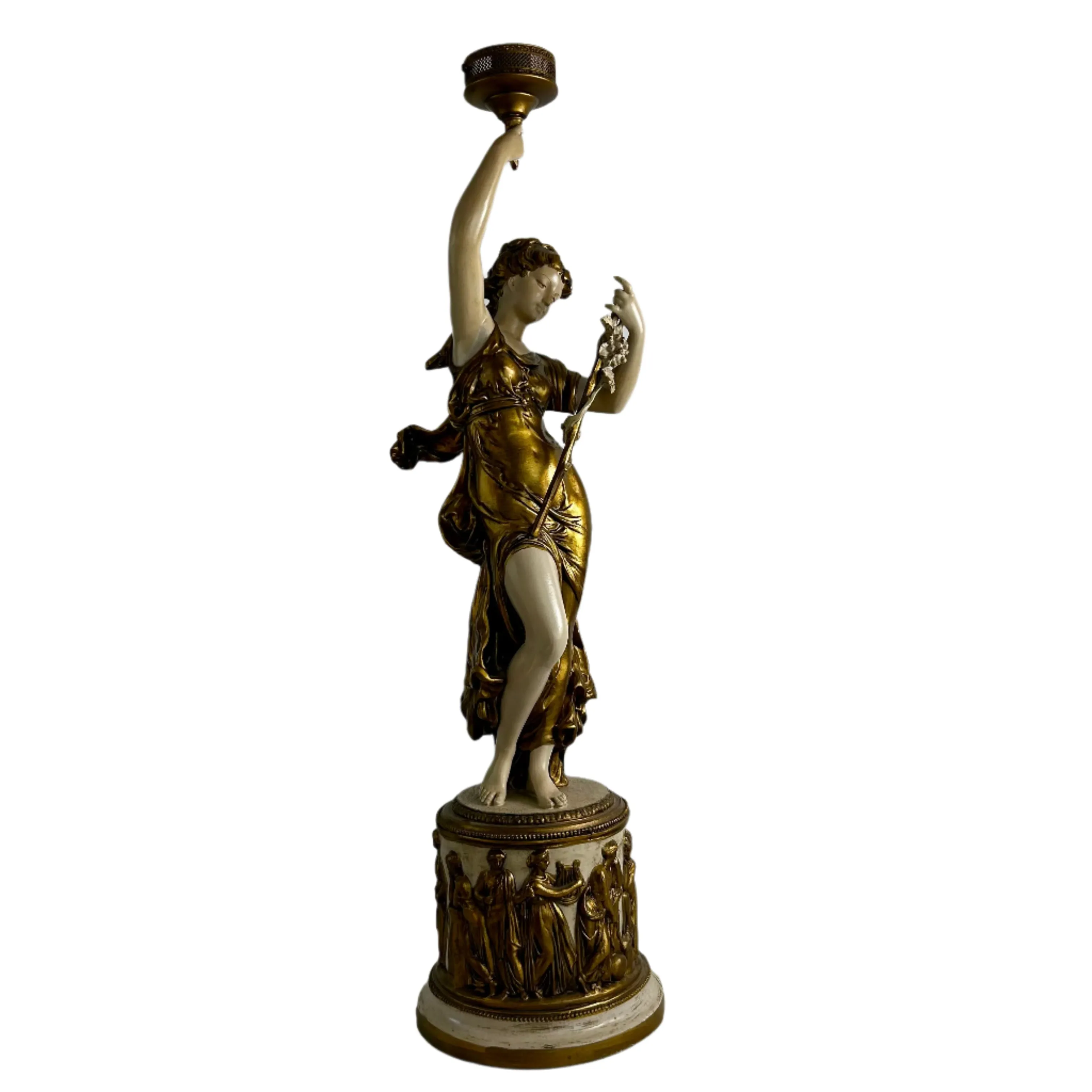 Lady Liberty Table Lamp, Vintage, Hand Painted