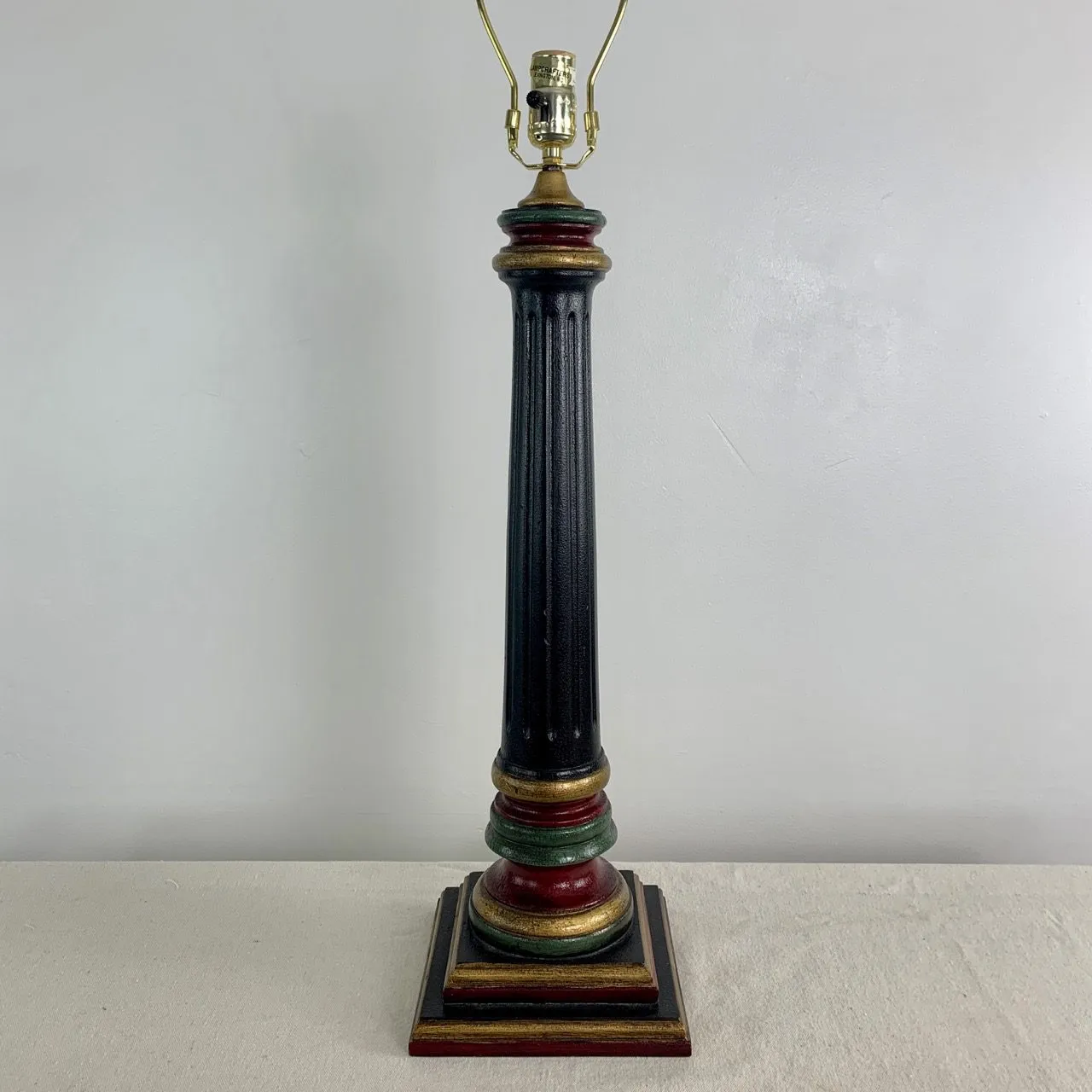 Lampcrafters Table Lamp, Green, Red, Gold, Traditional