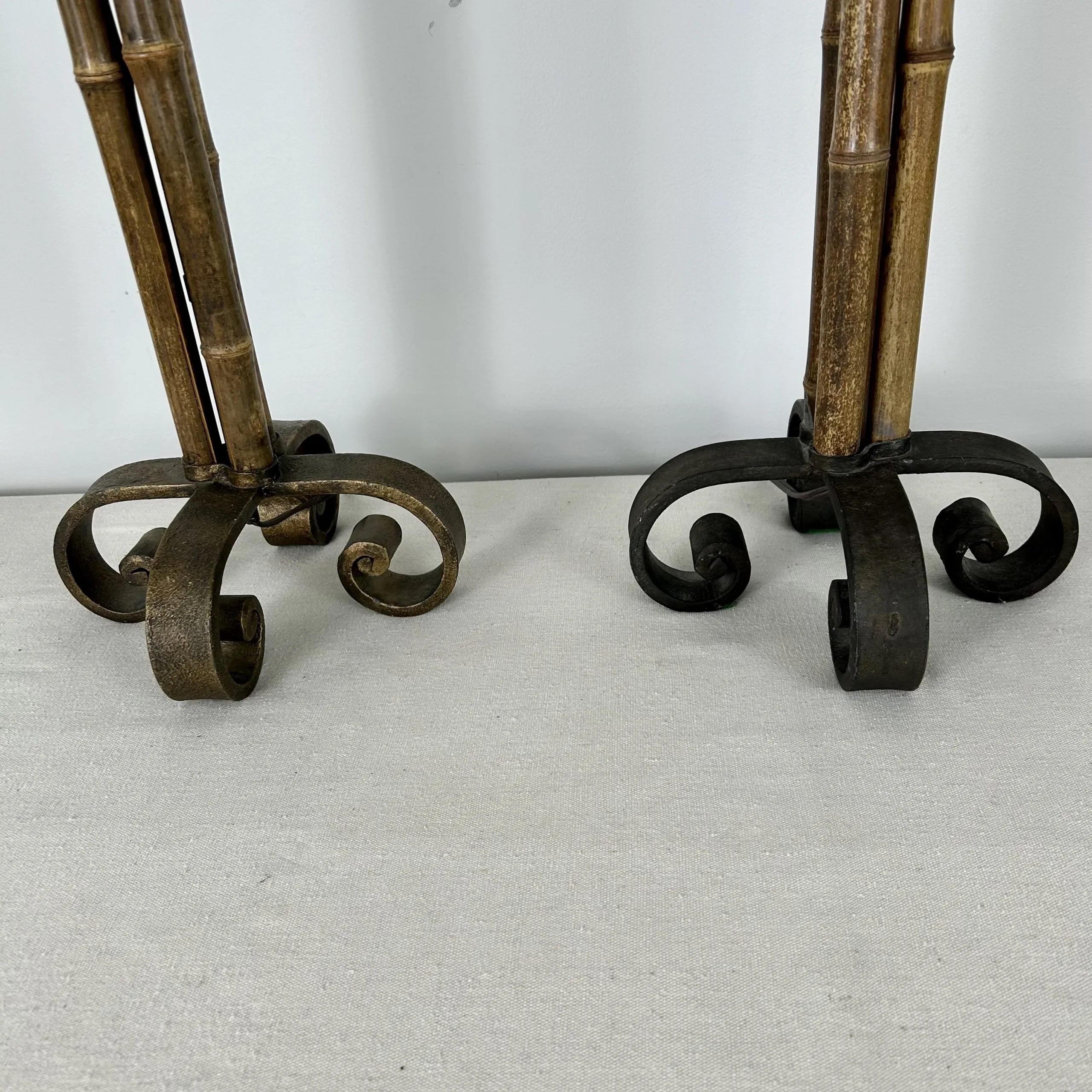 Laura Lee Table Lamp, 3 Pole Madison Bamboo, Pair