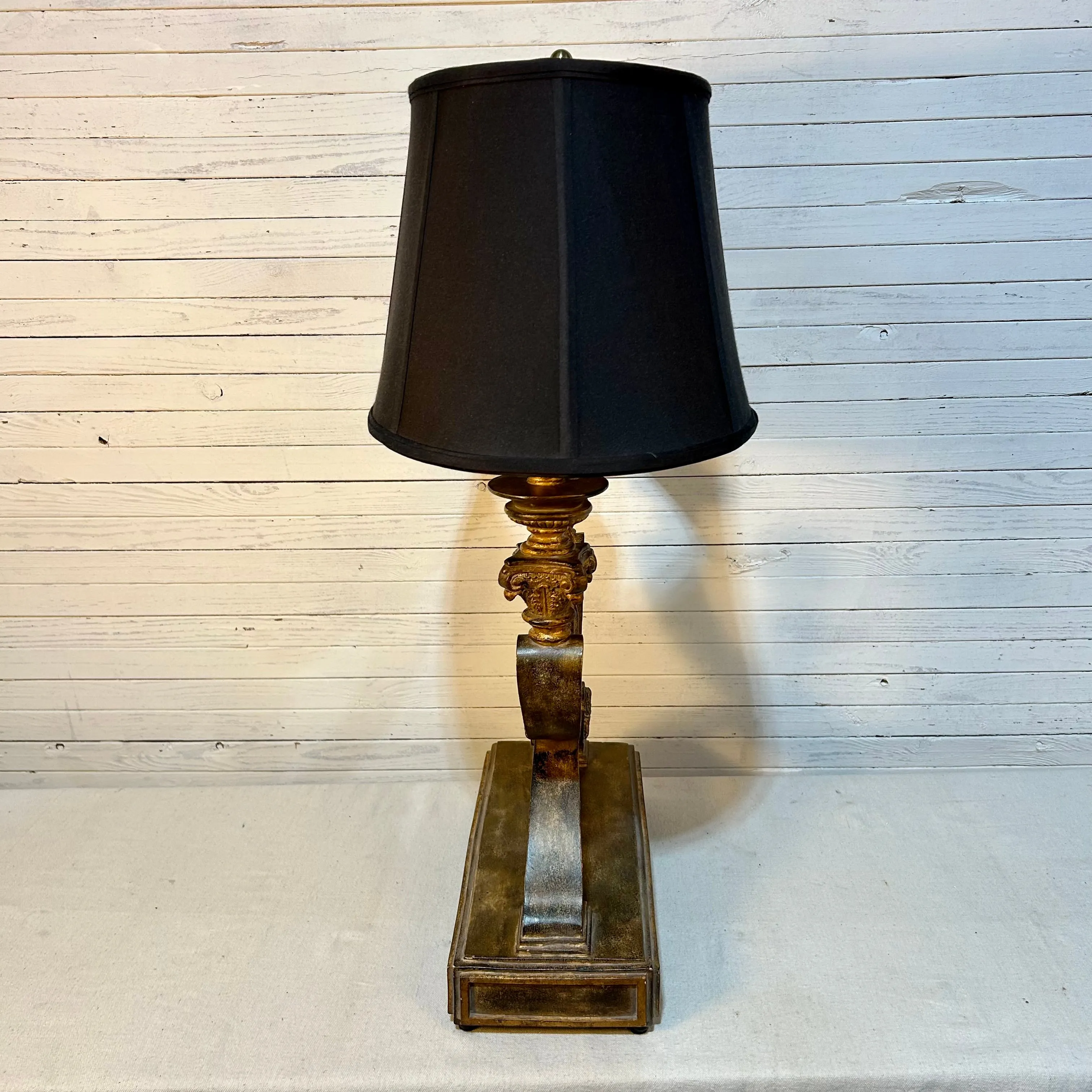 Leeazanne Table Lamp, Torch Shape with Oval Black Shade