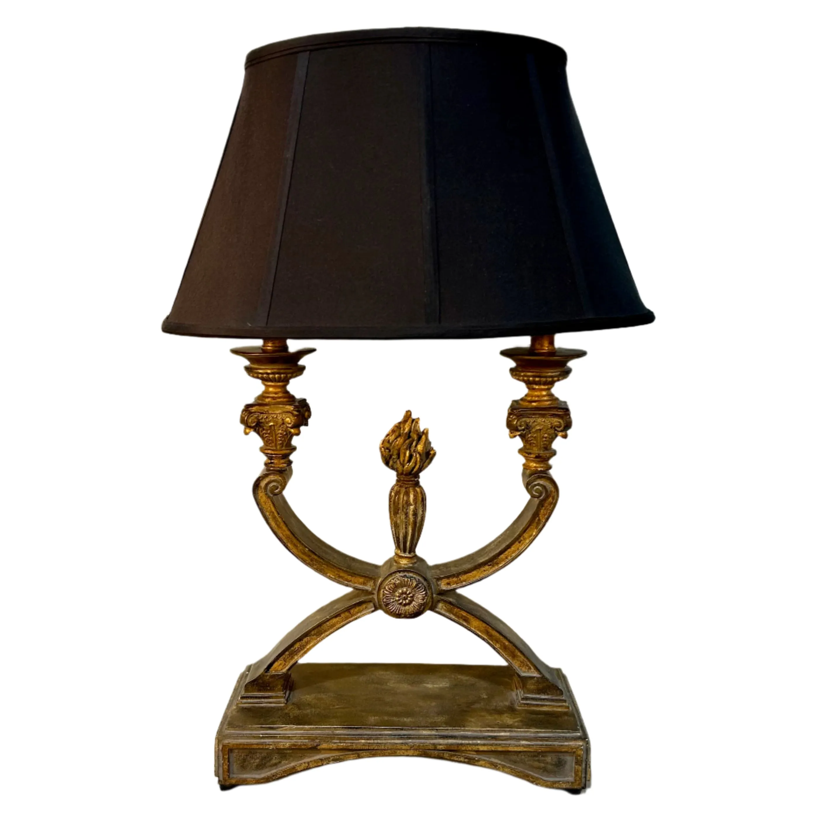 Leeazanne Table Lamp, Torch Shape with Oval Black Shade