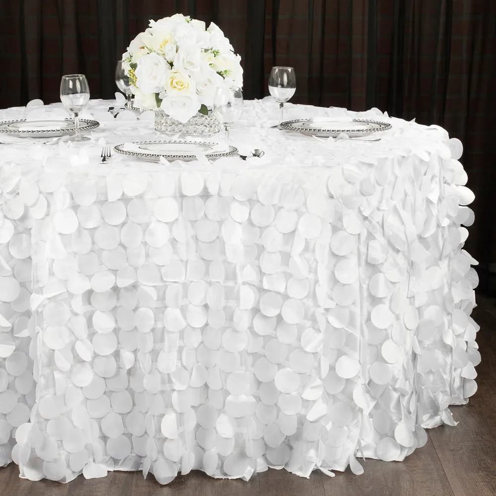 Petal Circle Taffeta 132" Round Tablecloth - White