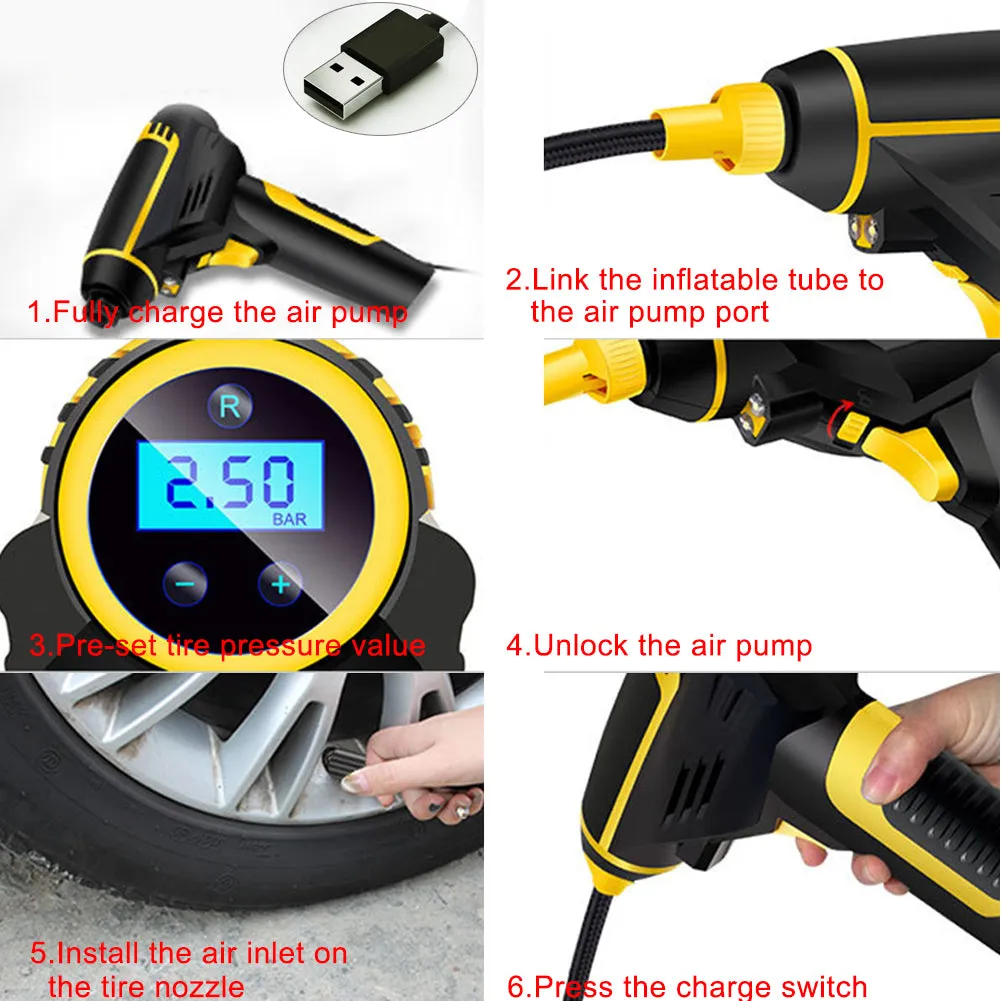 Rechargeable Inflator Handheld Tire Inflation Mattresses Electric