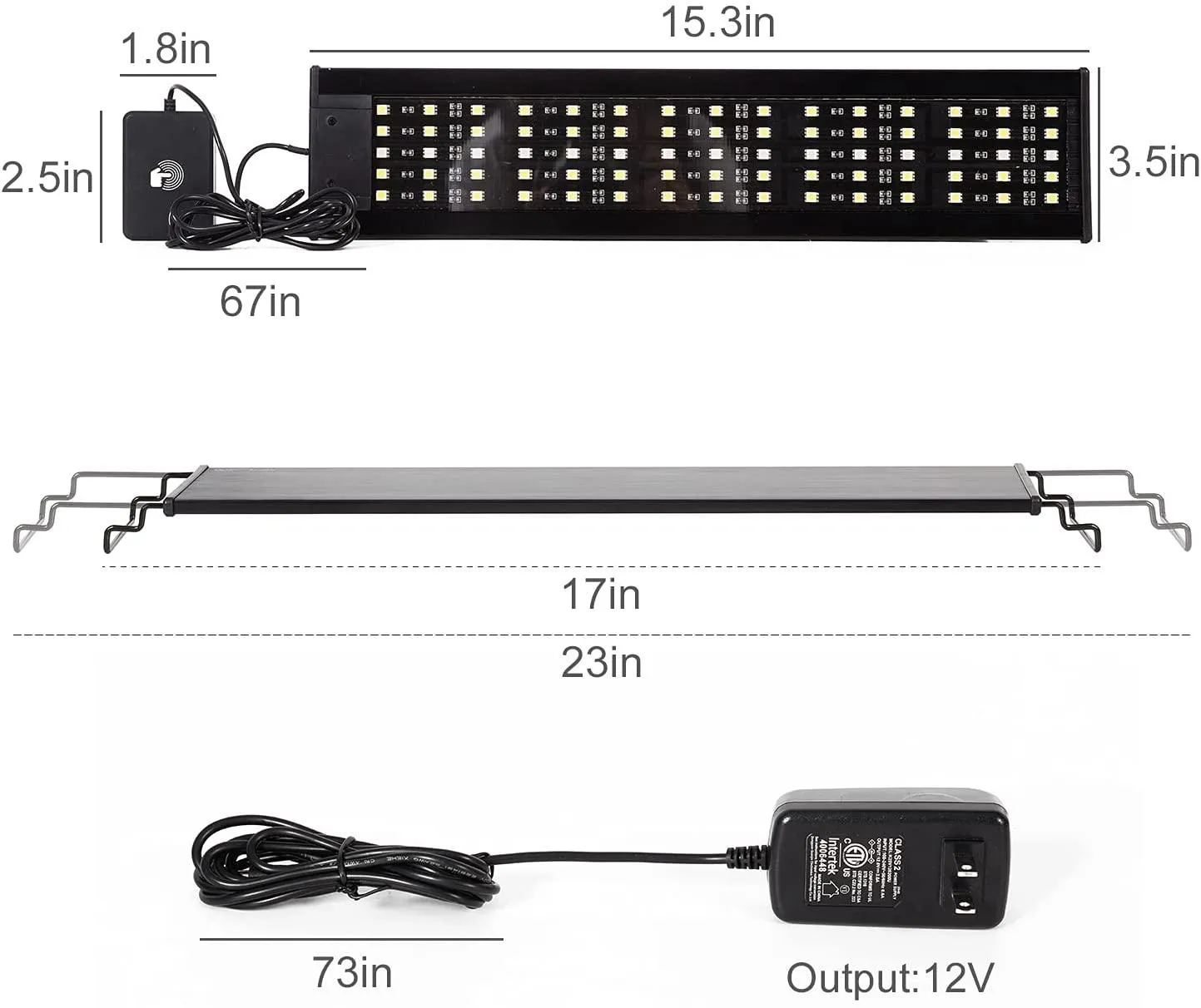 REPTI ZOO Reptile Aquarium Terrarium LED Light Ultra-thin Day and Night Light for Reptiles Aquarium Light, 3-Color Modes LED Light Hood 15W