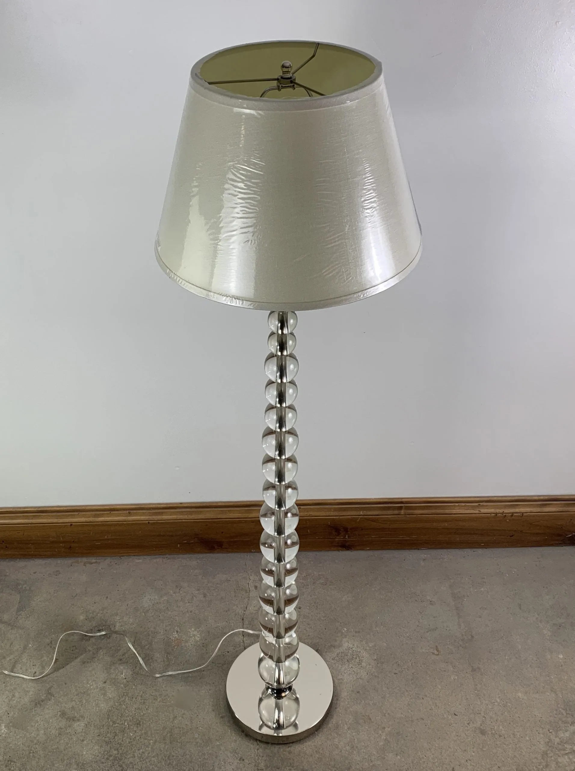 Restoration Hardware Floor Lamp, Nickel, Glass, Contemporary