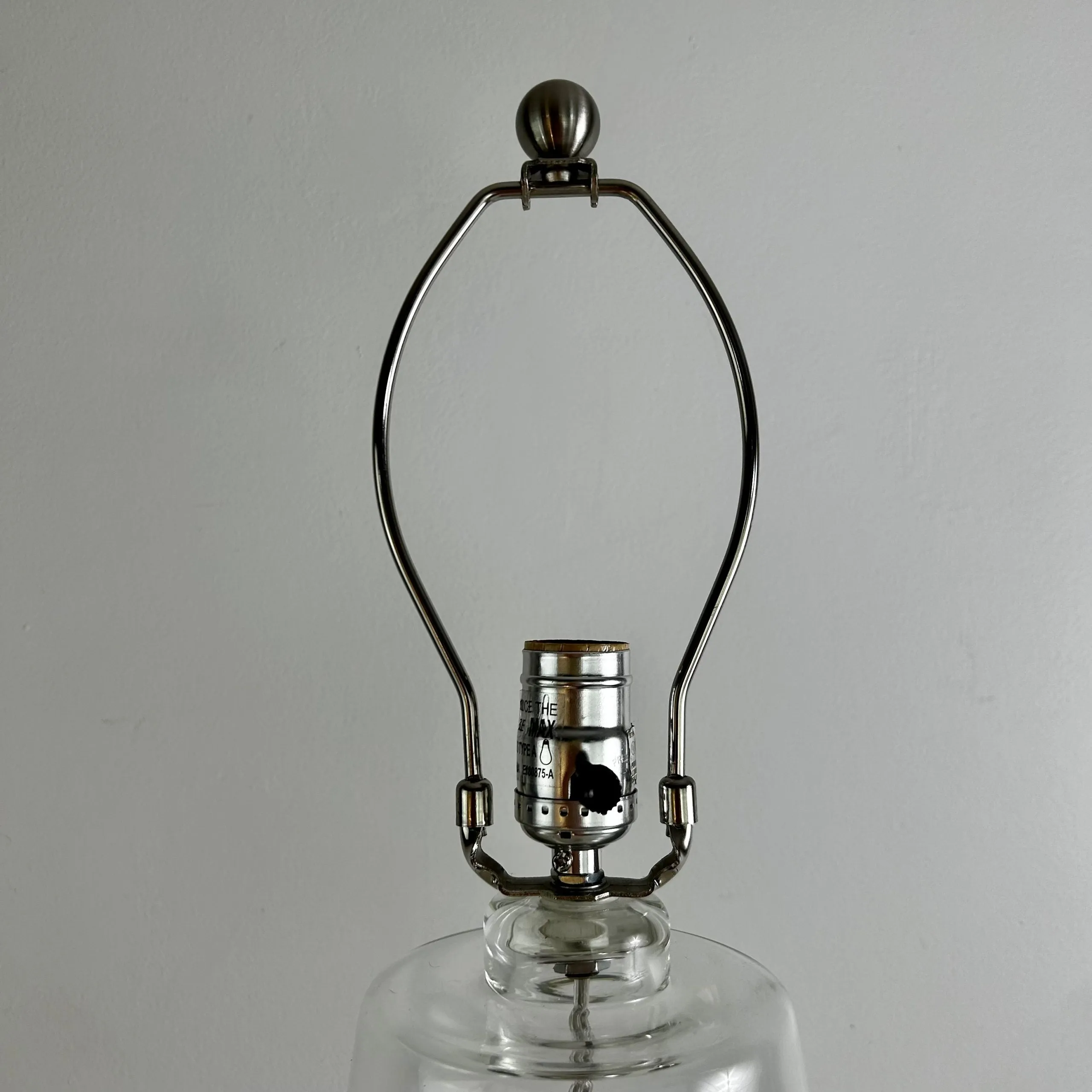 Table Lamp Handblown Glass Lamp, Clear, Cone Shape