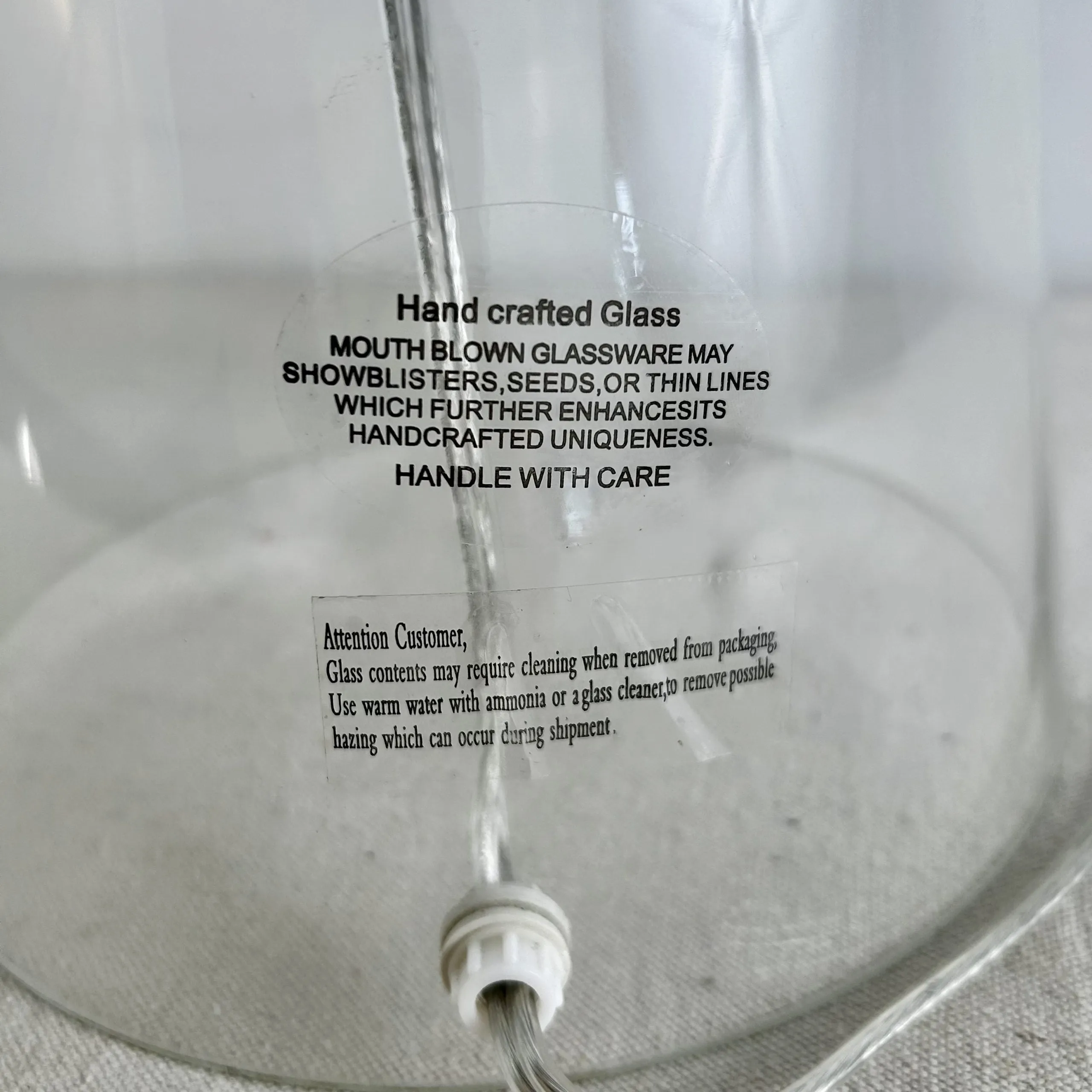 Table Lamp Handblown Glass Lamp, Clear, Cone Shape