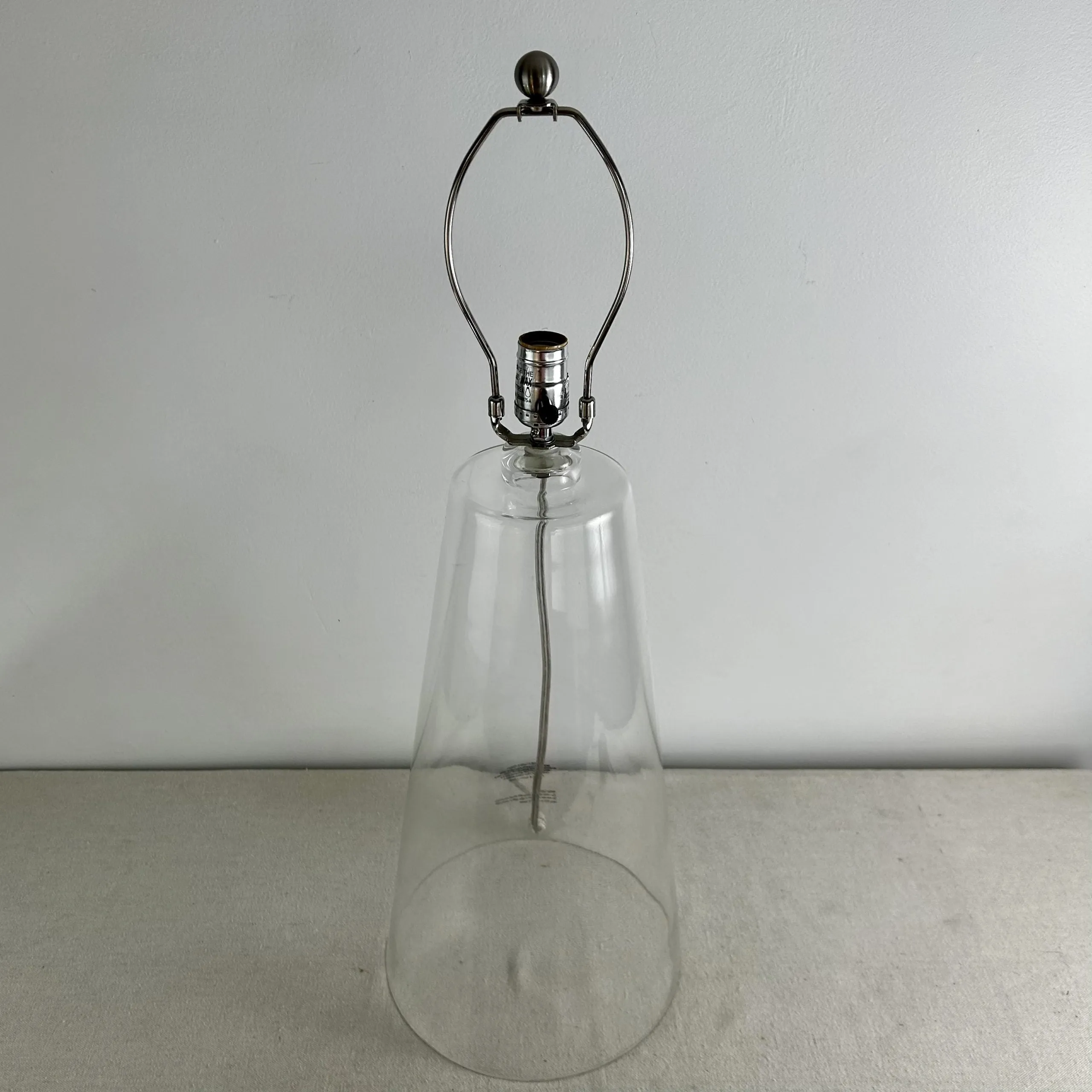 Table Lamp Handblown Glass Lamp, Clear, Cone Shape