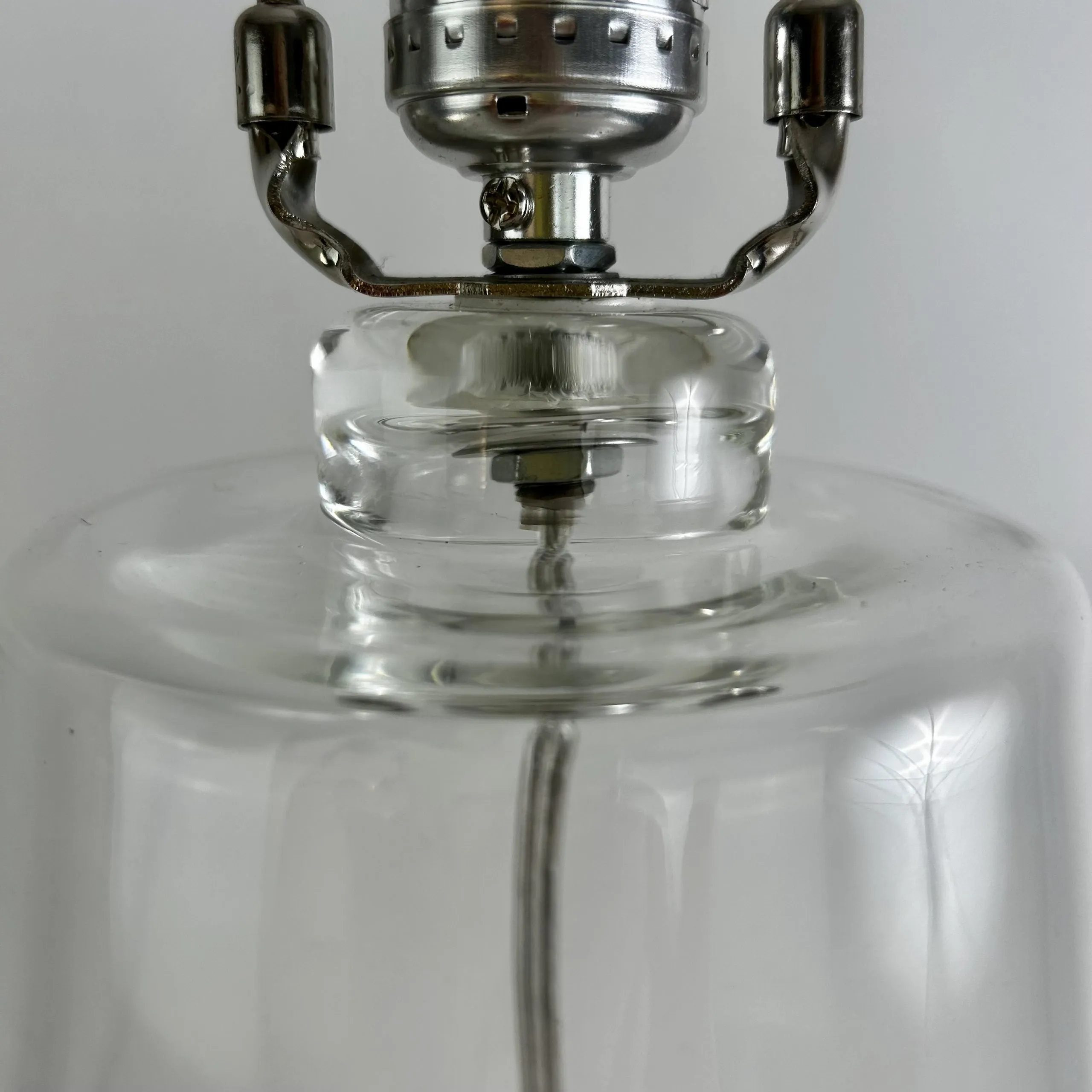 Table Lamp Handblown Glass Lamp, Clear, Cone Shape