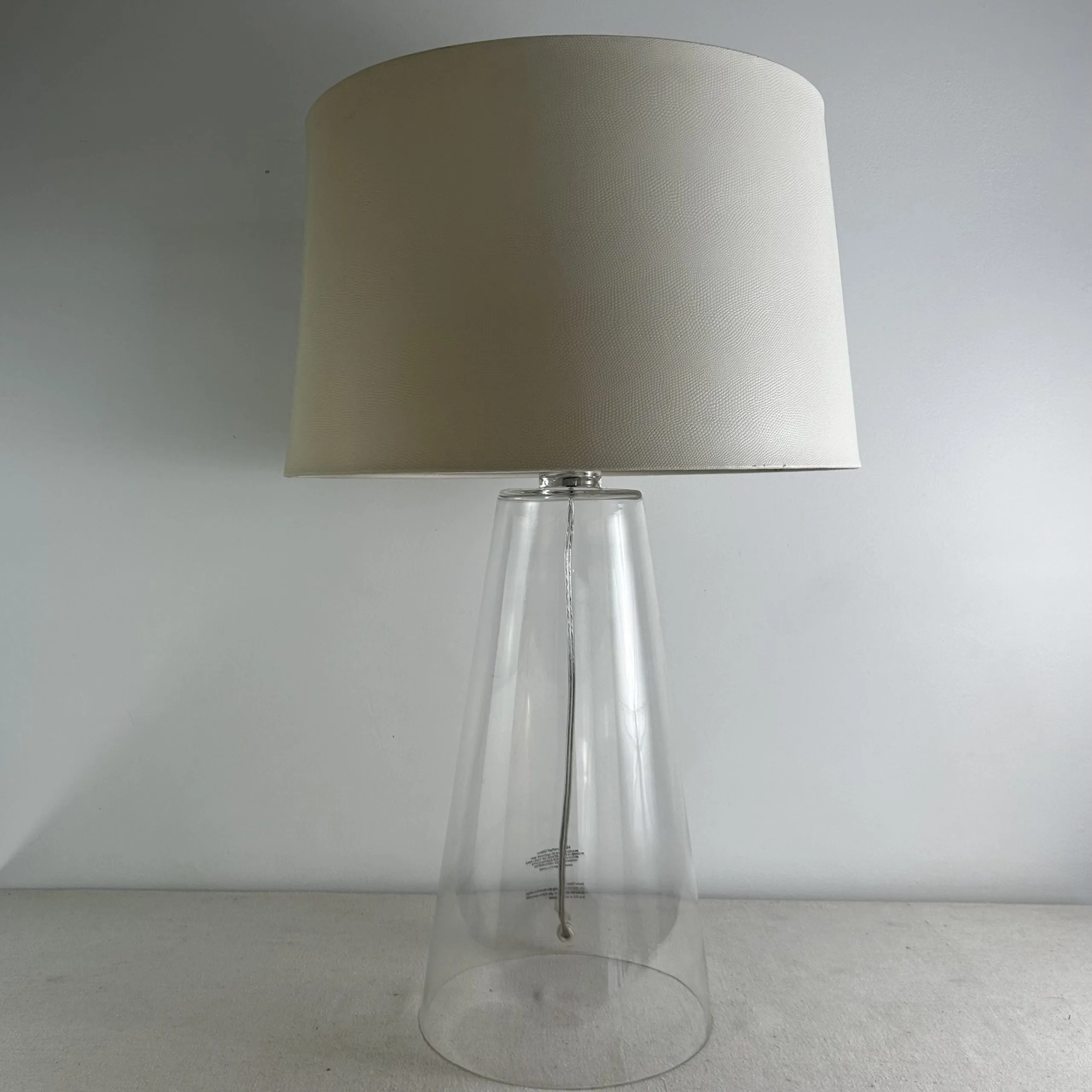 Table Lamp Handblown Glass Lamp, Clear, Cone Shape