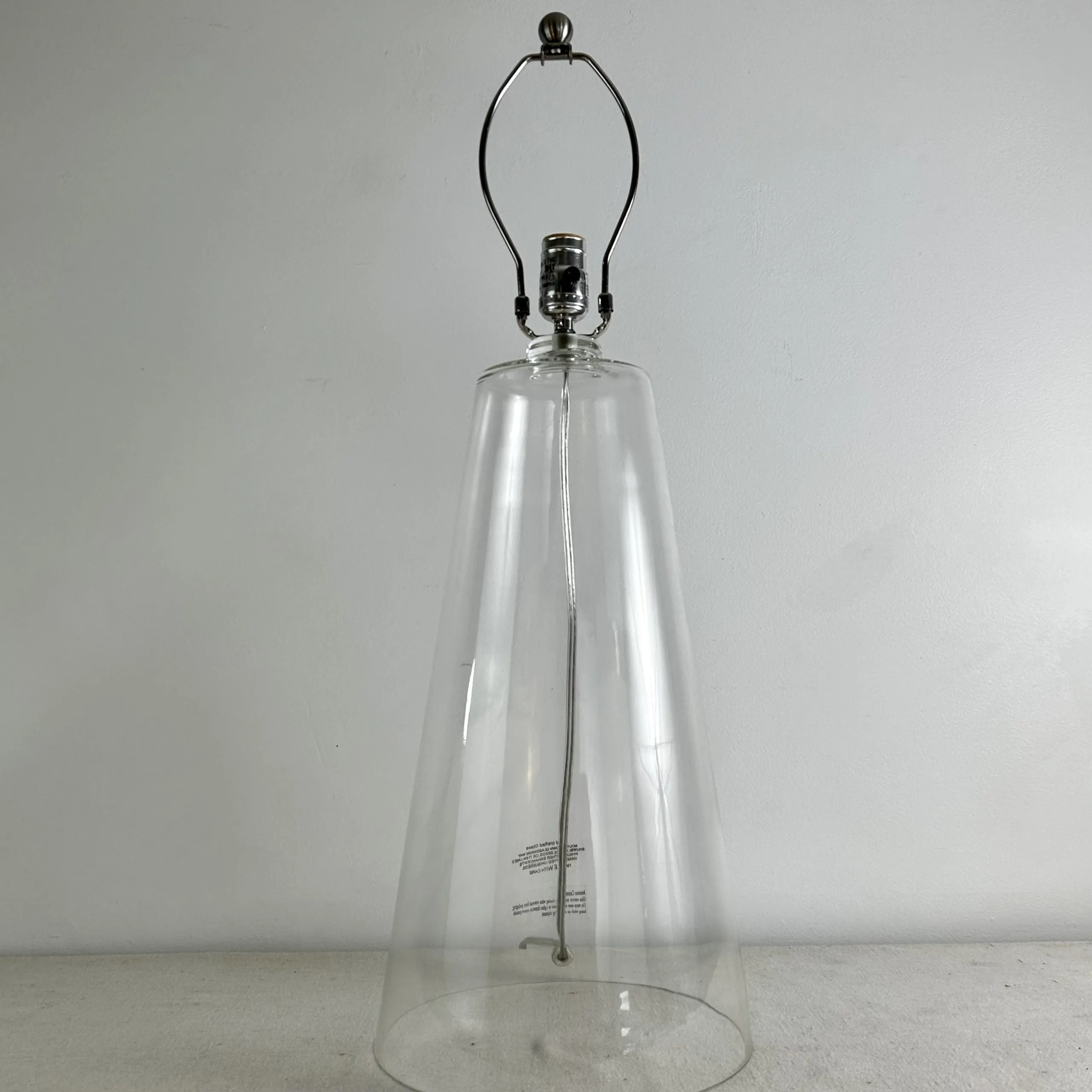 Table Lamp Handblown Glass Lamp, Clear, Cone Shape