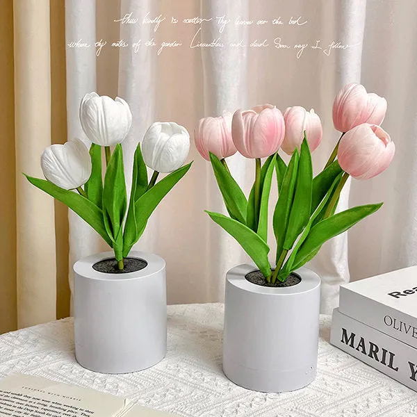 Tulip Table Lamp - Pink - White
