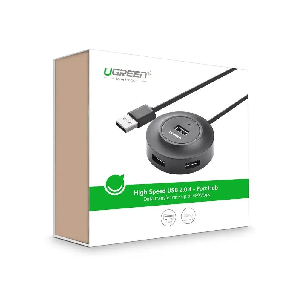 Ugreen 4 Ports USB 2.0 Hub With 1m Usb Cable for Your PC, Cell Phones, eReaders, Tablets (20277)