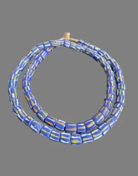 Vintage, African Krobo Trade Beads, Handmade Jewelry, Blue Glass, West Africa
